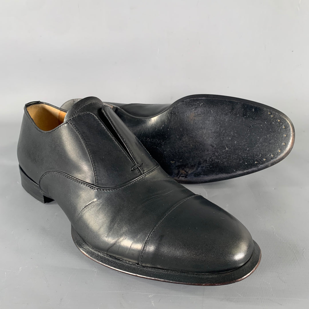 ALEXANDER MCQUEEN Size 9 Black Leather Toe Cap Loafers