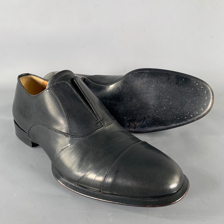 ALEXANDER MCQUEEN Size 9 Black Leather Toe Cap Loafers