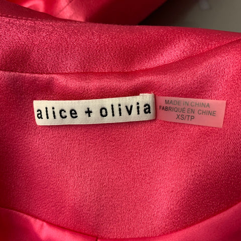 ALICE + OLIVIA Size XS Pink Triacetate Blend Mesh Peak Lapel Coat