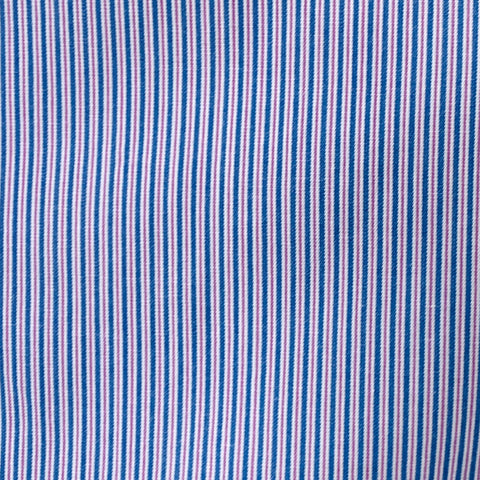 CHARVET Size M Blue Lilac Stripe Cotton Button Down Collar Long Sleeve Shirt