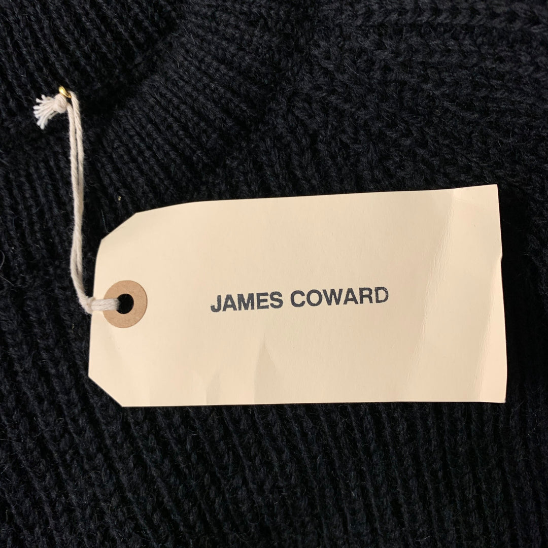 JAMES COWARD Size XL Black Ribbed Wool Raglan Sweater