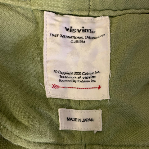 VISVIM Size XL Green Distressed Cotton Button Fly Casual Pants