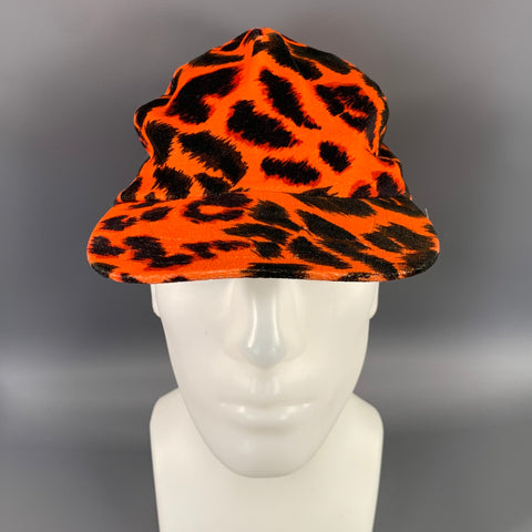 R13 Size S Orange Black Leopard Cotton Blend Hat