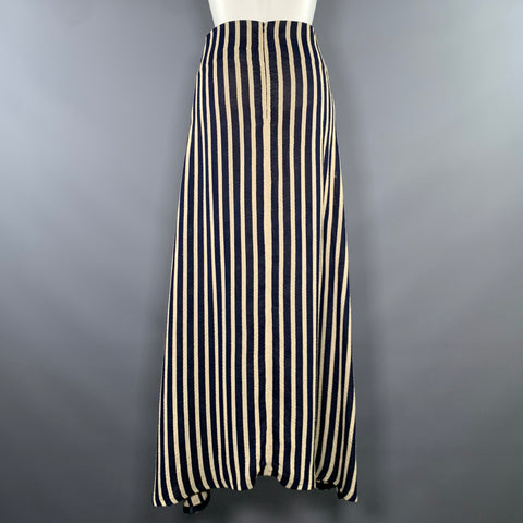 NYNNE Size XS Navy Cream Viscose Acetate Stripe Maxi Long Skirt