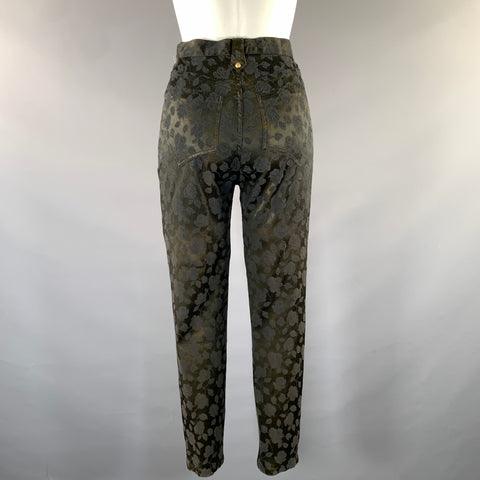 CHRISTIAN LACROIX Size 0 Black Green Cotton Blend Jacquard Casual Pants