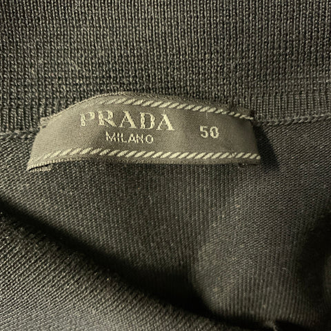 PRADA Size M Black Knitted Silk Buttoned Polo