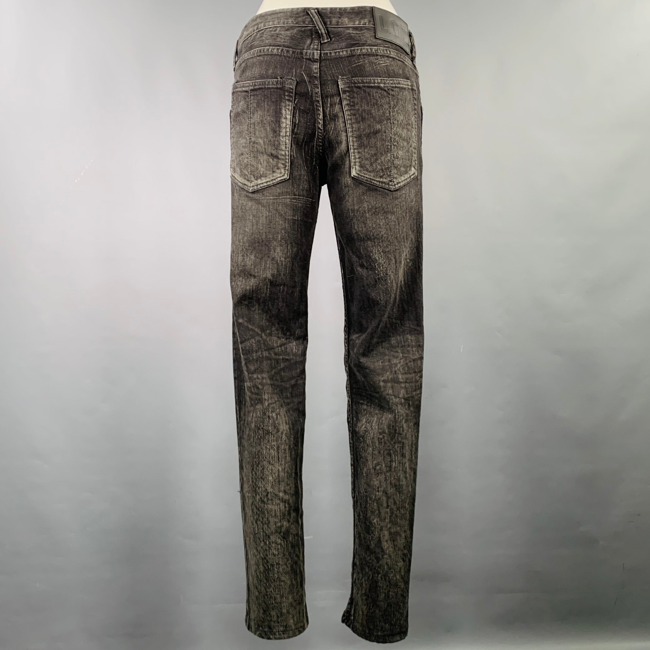 L.G.B Size 28 Grey Charcoal Cotton Polyurethane Snake Skin Print