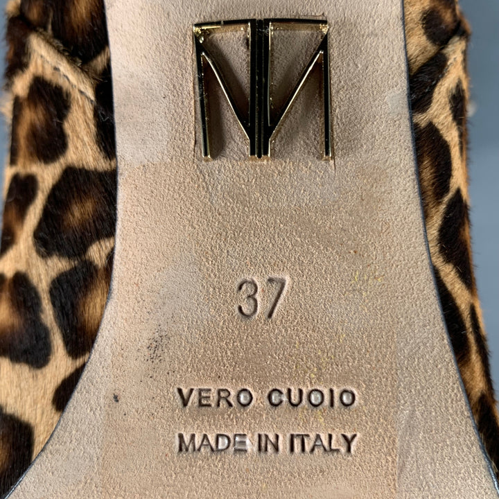 TAMARA MELLON Size 7 Brown Beige Animal Print Calf Hair Chunky Heel Boots