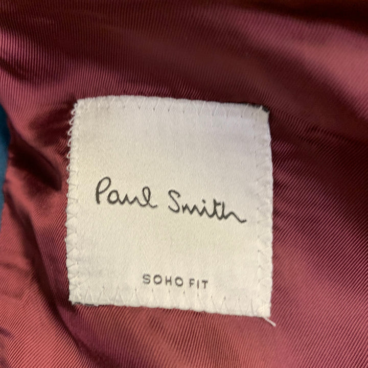 PAUL SMITH Size 40 Regular Soho Fit Teal Wool Peak Lapel Tuxedo