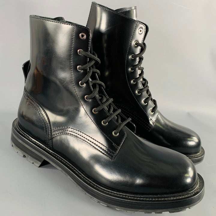 ALEXANDER MCQUEEN Size 12 Black Leather Combat Lace-Up Boots