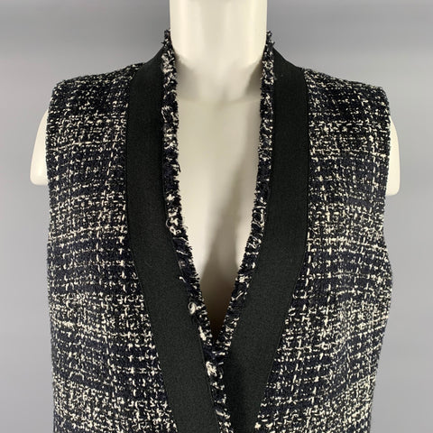 AKRIS Size L Black White Polyester Blend Sleeveless Vest