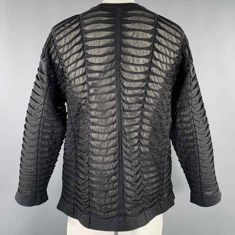 CFCL Size XL Black Textured Polyester Blend Zip Up Jacket