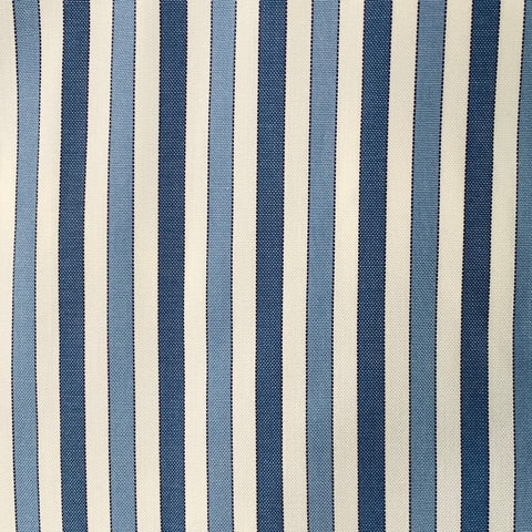LORO PIANA Size XL Blue White Stripe Cotton One Pocket Long Sleeve Shirt