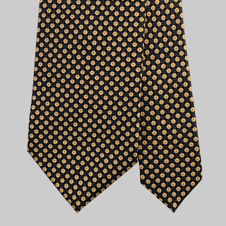 DOLCEPUNTA Black Gold Foulard Dot Silk Tie