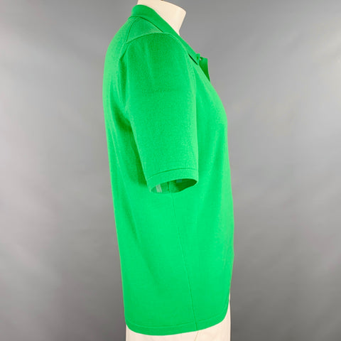 BOTTEGA VENETA Size XL Green Wool Blend Half Placket Polo