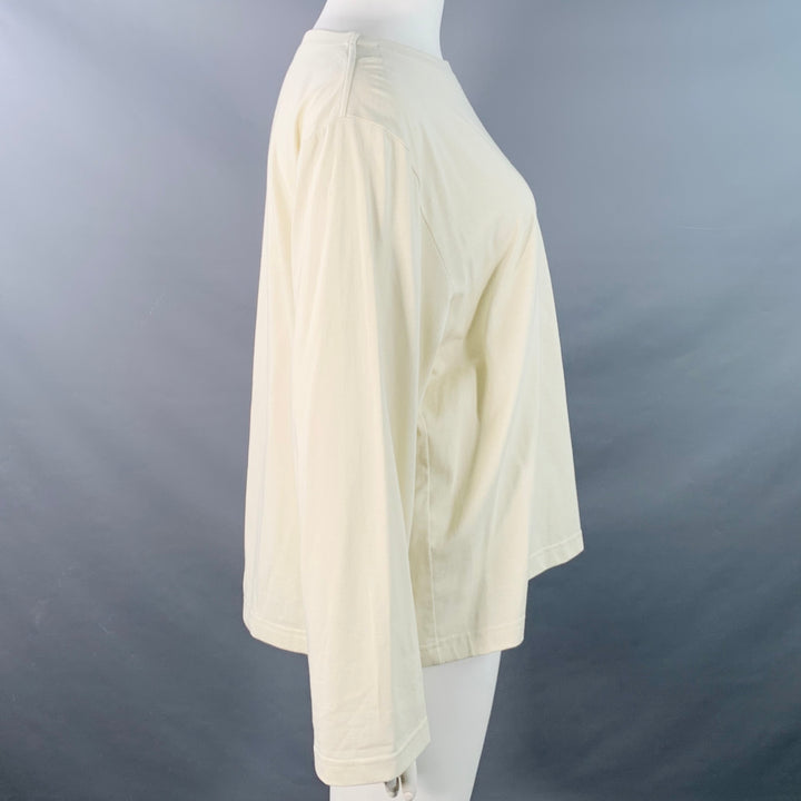 THE ROW Size L Beige Cotton Oversized One Pocket Scoop Neck Pullover