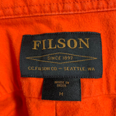 FILSON Size M Orange Cotton Two Pockets Long Sleeve Shirt