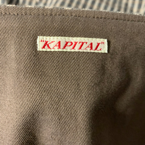KAPITAL Size L Brown Light brown Gingham Cotton Chore Vest Indoor