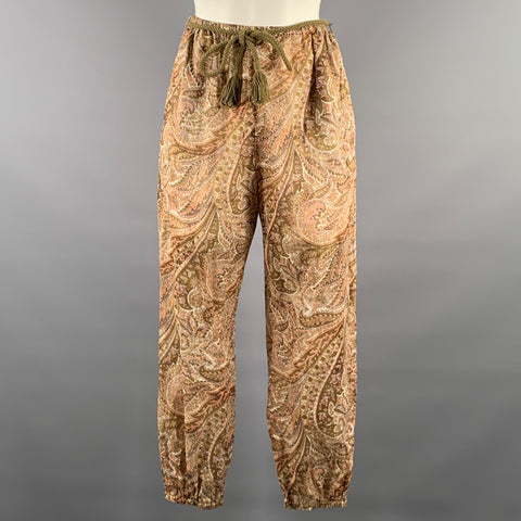 ZIMMERMANN Size 10 Tan Peach Cotton Paisley Harem Casual Pants