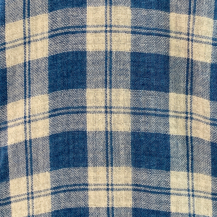 RRL by RALPH LAUREN Size XL Blue Cream Plaid Cotton Long Sleeve Shirt