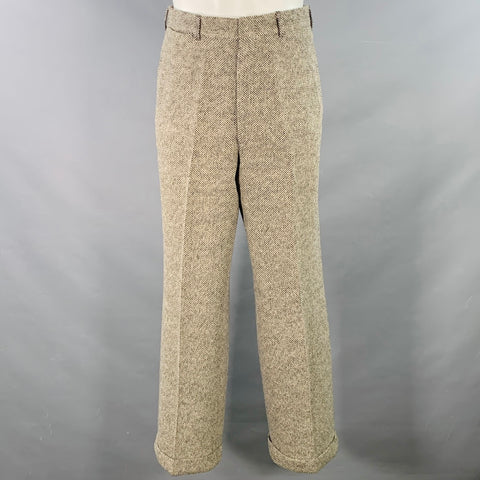 RALPH LAUREN Size 38 Regular Black Beige Tweed Wool Notch Lapel Suit