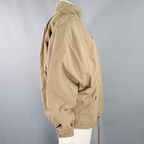 ESSENTIALS Size L Tan Cotton Nylon Logo Half Zip Jacket