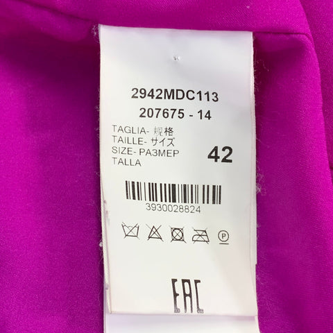 MSGM Size M Magenta Pink Modacrylic Blend Textured Faux Fur Notch Lapel Double Breasted Coat