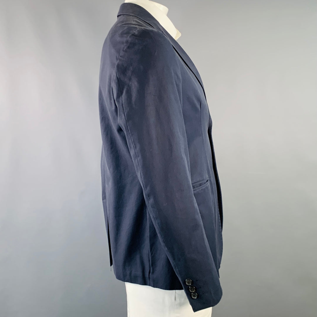 RAF SIMONS Size 42 Regular Navy Cotton Notch Lapel Sport Coat
