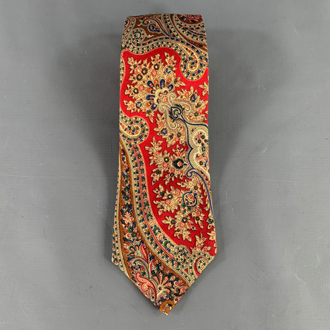 POLO by RALPH LAUREN Burgundy Gold Paisley Silk Tie