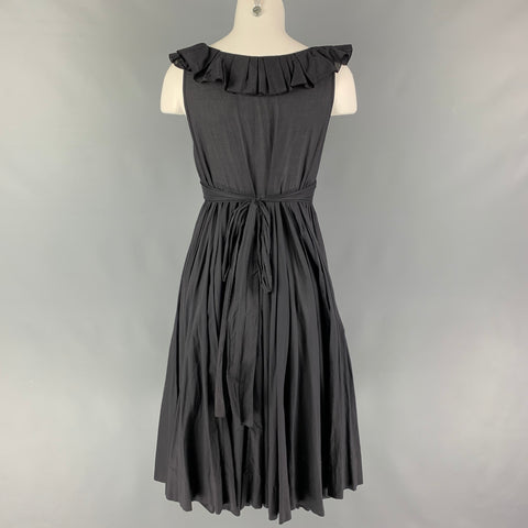 SONIA RYKIEL Size 4 Slate Black Cotton Applique Sleeveless Dress
