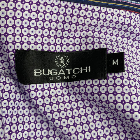 BUGATCHI Size M Purple White Dots Cotton Long Sleeve Shirt