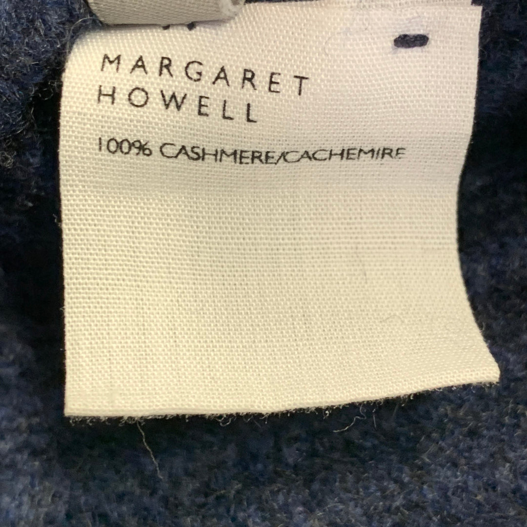 MARGARET HOWELL Size XL Navy Cashmere Rib Knit High Neck Sweater