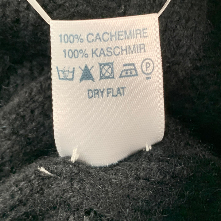 PERMANENT STYLE One Size Black Ribbed Cashmere Beanie