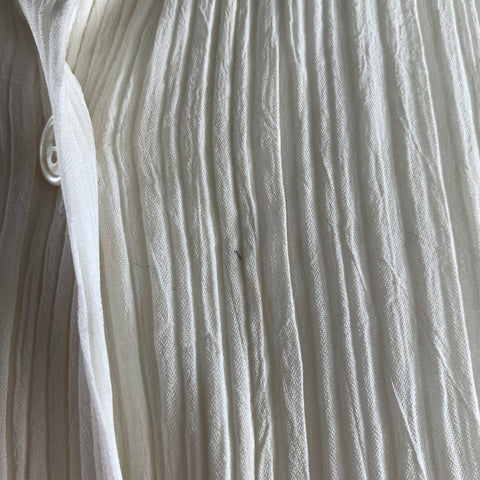 ISSEY MIYAKE Size S Cream Polyester Crinkled Nehru Collar Blouse