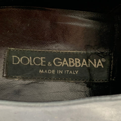 DOLCE & GABBANA Size 10.5 Grey Leather Derby Lace-Up Shoes