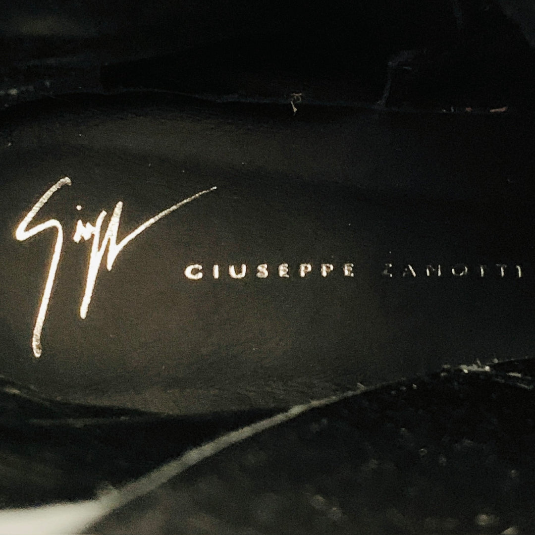 GIUSEPPE ZANOTTI Size 6 Metallic Silver Leather Belted Side Zipper Boots