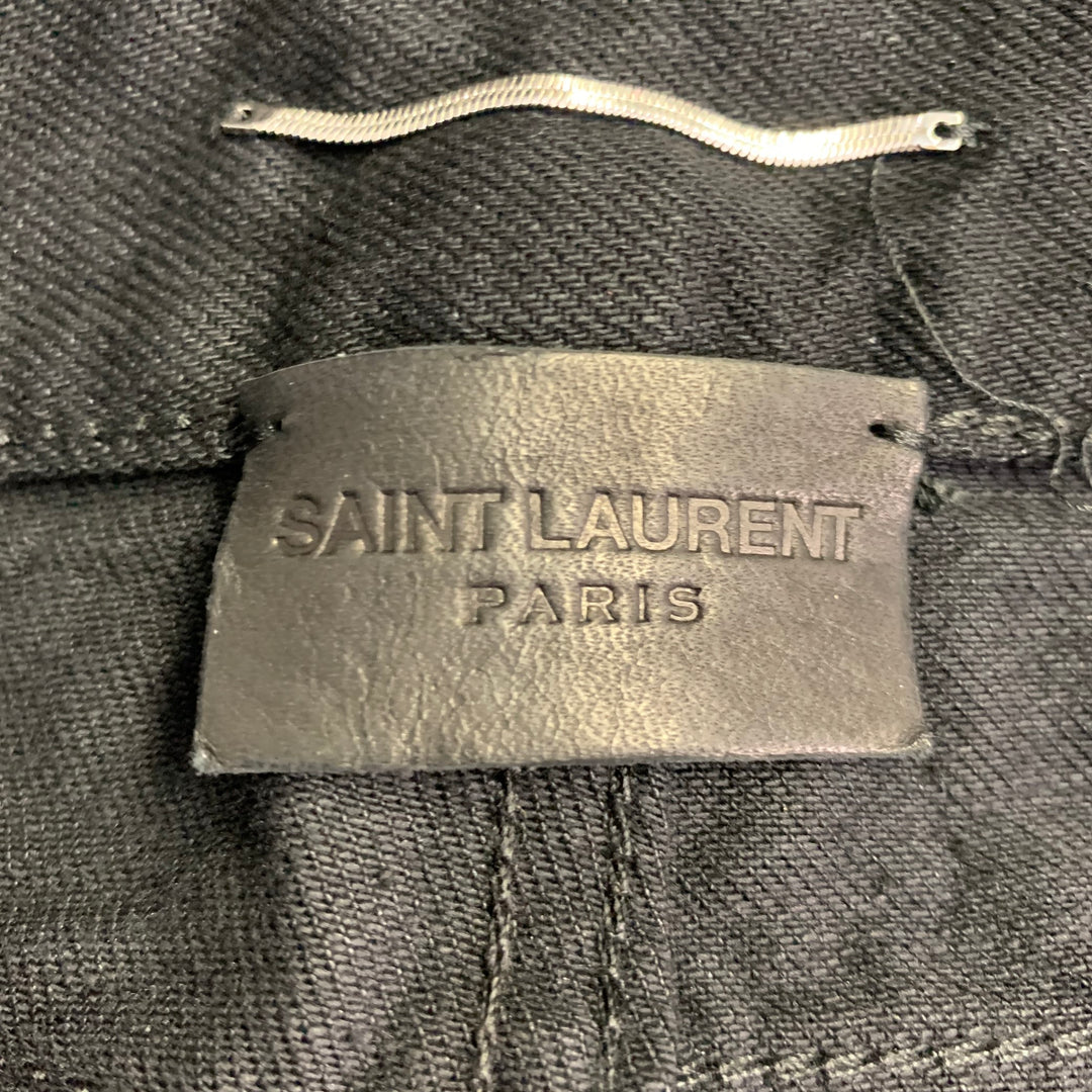 SAINT LAURENT Size 31 Black Denim Straight Slim Five Pockets Jeans