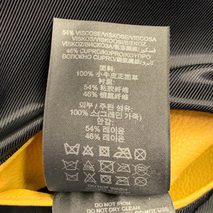 BURBERRY PRORSUM SS15 Size 42 Yellow Black Book Cover Print Leather Jacket