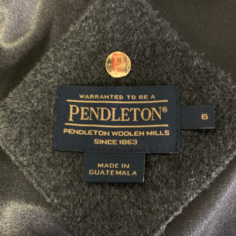 PENDLETON Size 6 Grey Light Grey Wool Blend Plaid Trench Coat