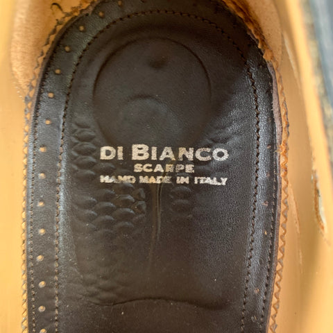 DI BIANCO Size 9.5 Brown Pebble Grain Leather Derby Lace Up Shoes