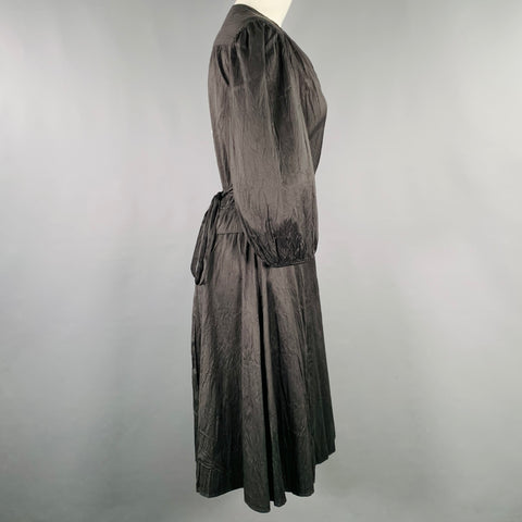 CALYPSO Size S Black Silk Wrinkled Wrap Dress