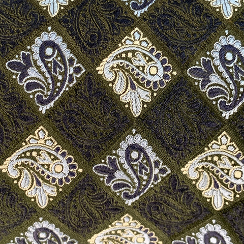 ERMENEGILDO ZEGNA Navy Blue Paisley Checkerboard Silk Tie