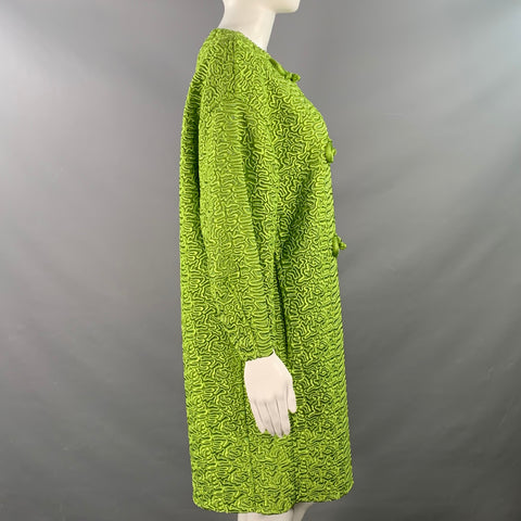 ERMANNO SCERVINO 2015 Size 8 Green Chartreuse Polyester Blend Embroidered Coat