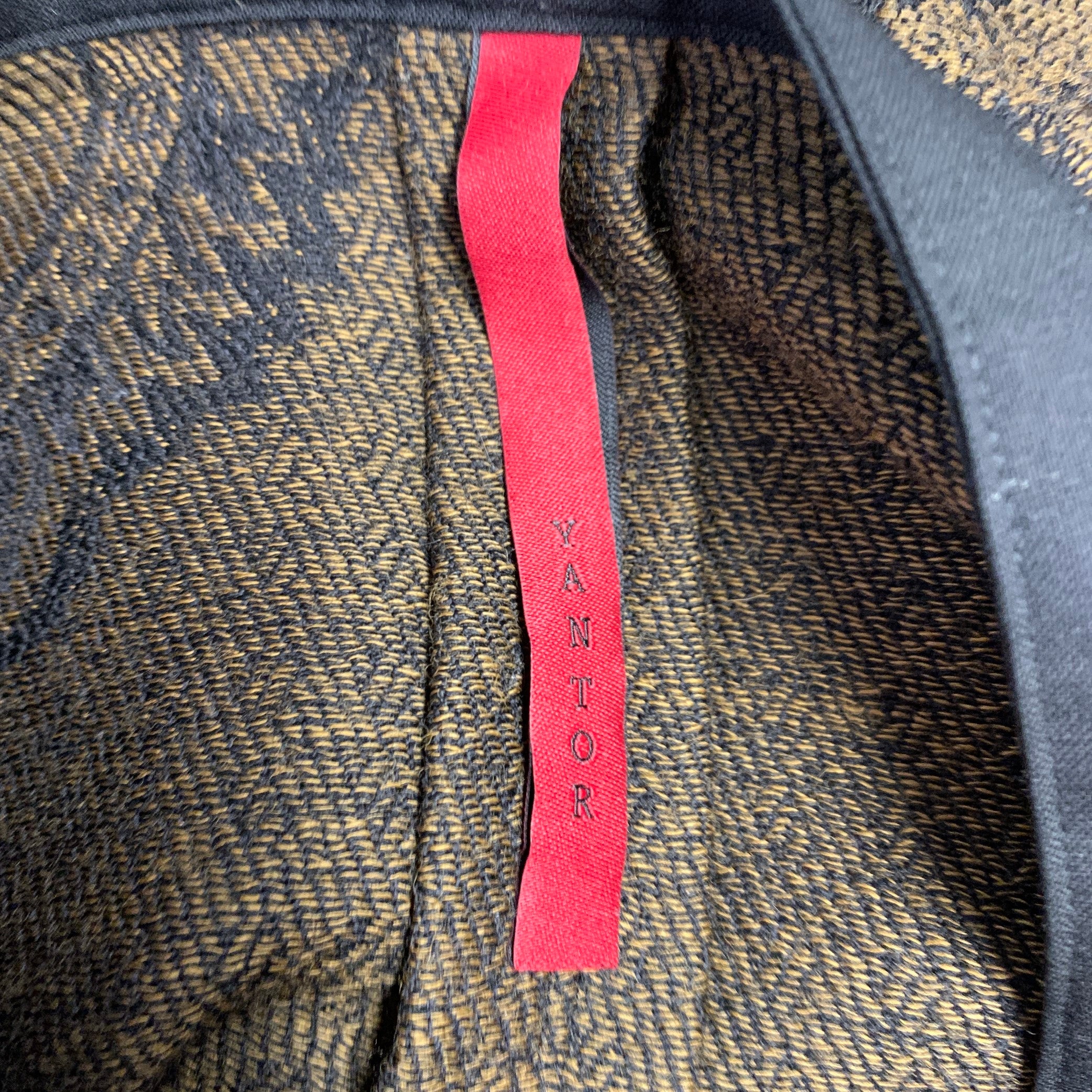 YANTOR Size M Brown Black Paisley Wool Collarless Long