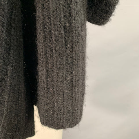 JARBO Size 0 Black Alpaca Blend Knit Shawl Collar Open Front Shrug Cardigan
