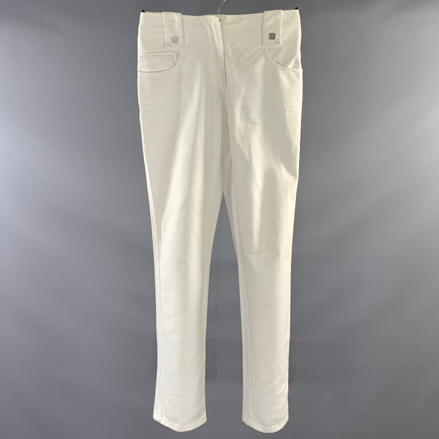 CHANEL SS2001 Size XS White Cotton Tapered Jeans