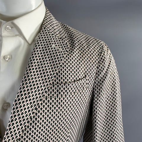 ALEXANDER MCQUEEN Chest Size 38 White Black & Red Skulls Cotton Sport Coat