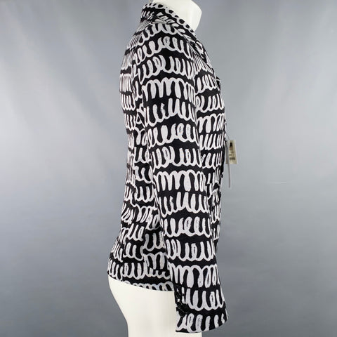 COMME des GARCONS 2019 Size S Black White Print Polyester Jacket