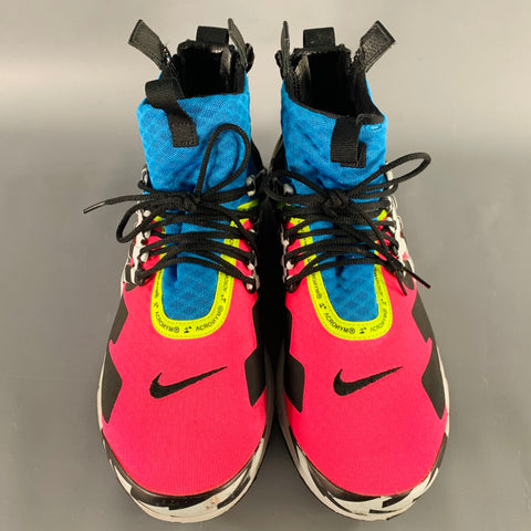 NIKE Size 12 Pink Air Presto Mid Multi Color Color Block Mesh Zip Up Sneakers