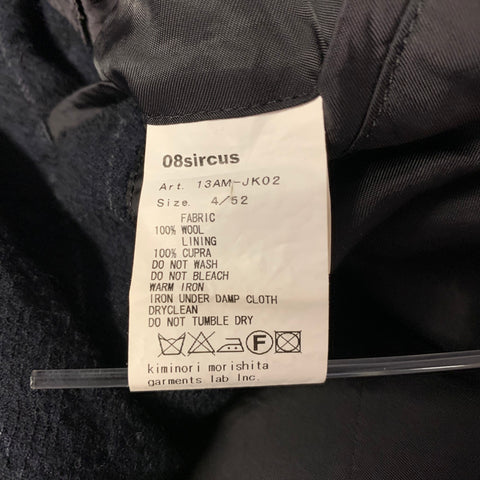 08SIRCUS Size 42 Navy Chalkstripe Textured Wool Notch Lapel Sport Coat